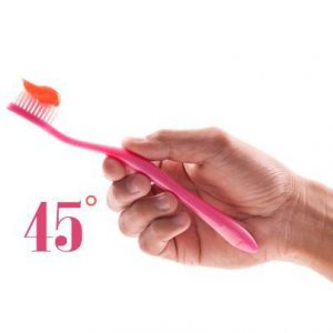 Do you hold your toothbrush at the right angle while brushing? Your toothbrush should form a 45 degree angle with your tooth's surface.